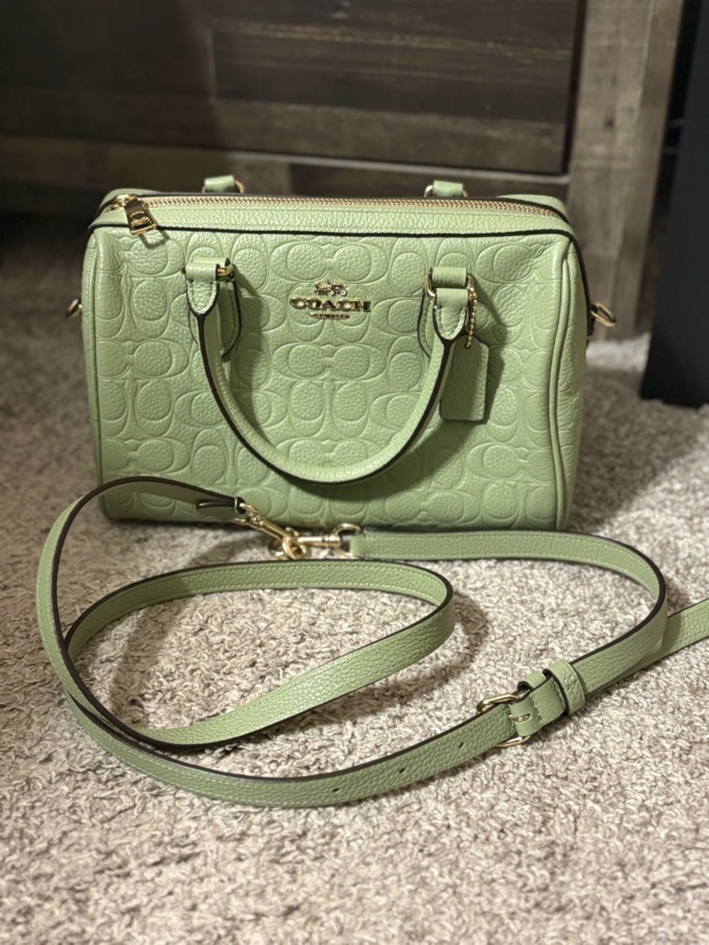 Coach pistachio Signature medium Rowan with Detachable Strap - Picture 2 of 7